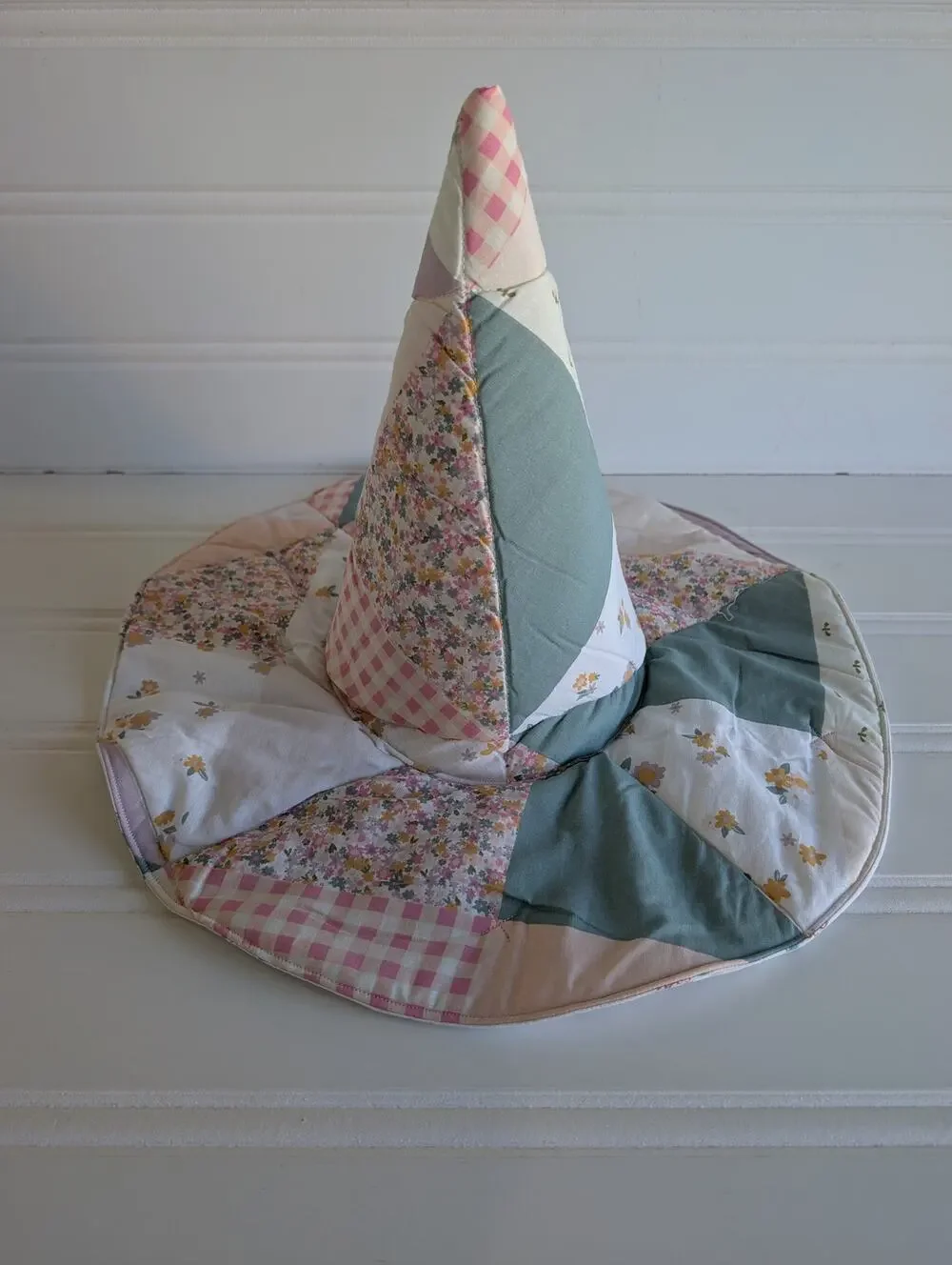 Handmade Quilted Whimsy Witch Hat - Pastel 2